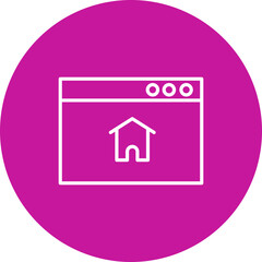 Home Page Vector Line Pink Circle Icon Design for personal and commercial use