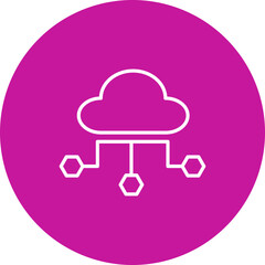 Cloud Computing Vector Line Pink Circle Icon Design for personal and commercial use