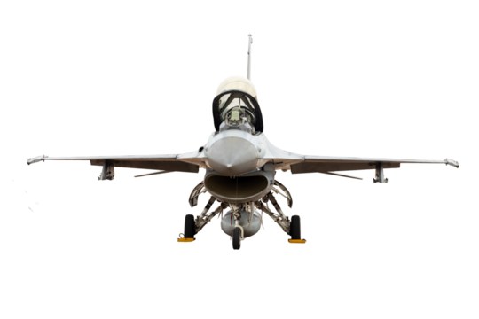 Military airplane isolated on white background.