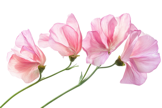 High-resolution sweet pea blossom bouquet PNG with transparent background — seamless botanical clipart perfect for cutouts, wedding invitation design and sublimation printer transfers