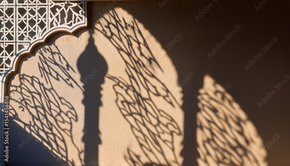 Poster intricate firefly arabesque shadow on a textured wall creates an enchanting background overlay for a