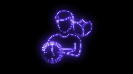 Neon business man with clock and flower icon time management illustration concept - Powered by Adobe