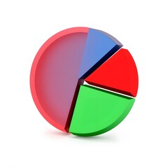 Pie chart with different colored sections isolated on white background