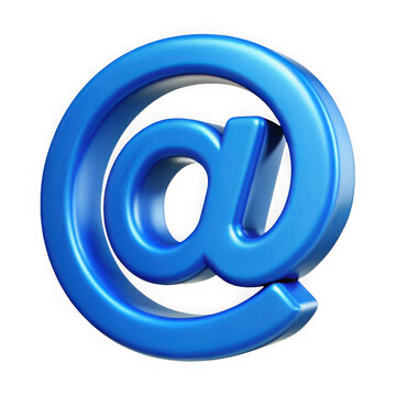 3d blue at symbol email icon isolated on transparent background