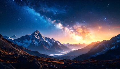 Breathtaking Mountain Nightscape Under Vast Starry Sky