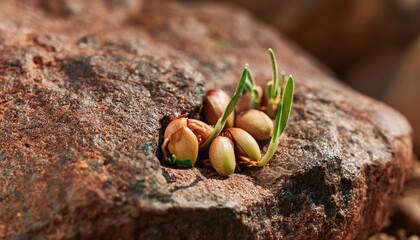 Firefly seedlings sprouting in extreme conditions of the Carpathian Mountains, highlighting resilience in nature