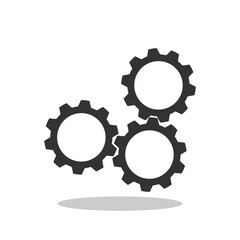 Cogwheel gear icon with shadow