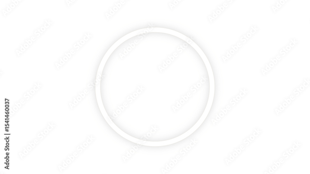 Poster simple white circle outline with soft glow and transparent background for clean design elements.