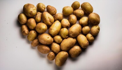 Heart-shaped arrangement of firefly potatoes creates a unique culinary display for food lovers