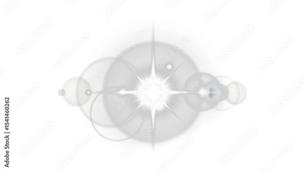 Poster dynamic lens flare and light burst overlay with transparent background, perfect for adding atmospher