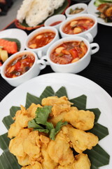 DEEP FRIED DORI FISH ON THE BANANA LEAF
