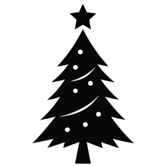 Elegant Silhouette Christmas Tree Festive Holiday Icon Graphic