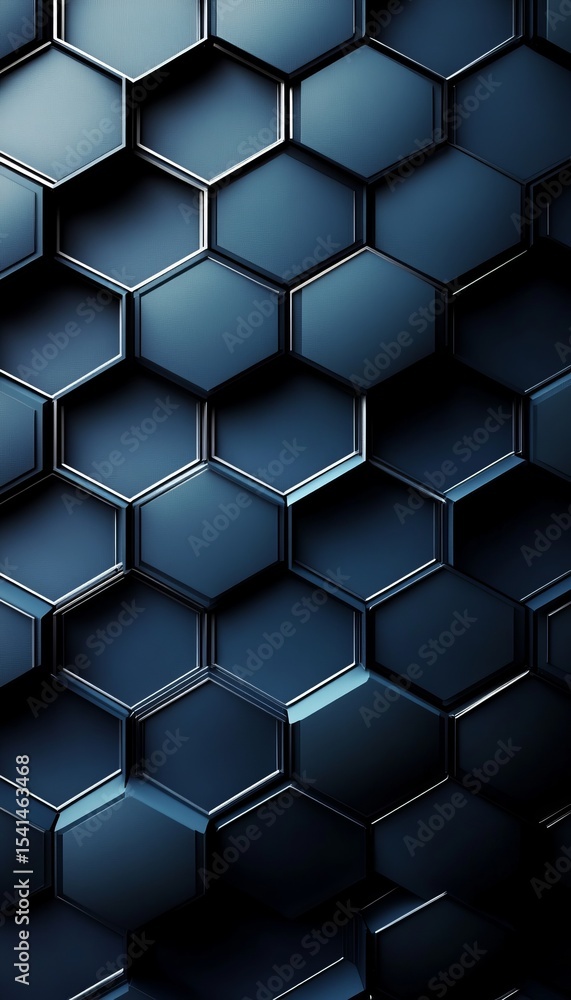 Poster elegant surface background with geometric 3d hexagonal structures in a stylish blue gradient design