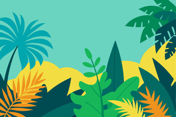 Flat Tropical Jungle Landscape Vector