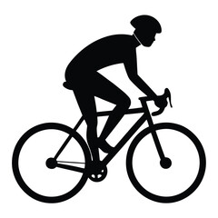 Obraz premium Silhouette of Cyclist in Motion Road Bike Rider, Cycling Illustration