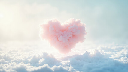 Pink heart shaped cloud in a dreamy sky