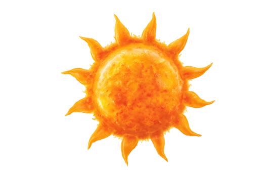 Vibrant Watercolor Sun with Detailed Corona on Deep transparent background Illustration