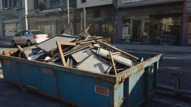 Waste container at a construction site.