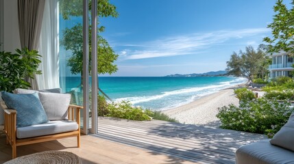 Stylish Coastal View From Inside Modern Space