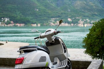 Eco scooter parked near bay of Kotor
