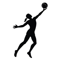 Dynamic Silhouette of a Female Basketball Player in Action A Powerful Sports Illustration