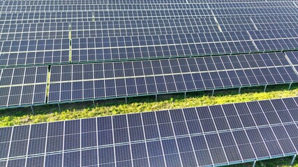 Solar panels in field producing clean energy