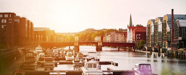 Waterfront view of historic wooden houses