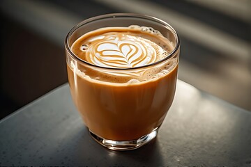 Iced coffee with milk swirl in a clear glass