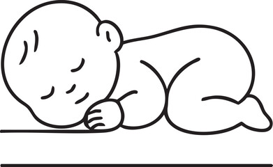 Minimalist Line Art Depicting a Sleeping Baby Resting on a Surface Expressing Peace and Innocence Vector Illustration