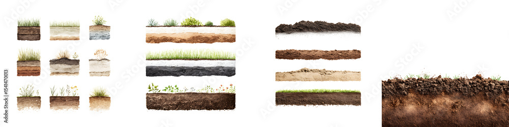 Poster cross section of different soil layers with plants