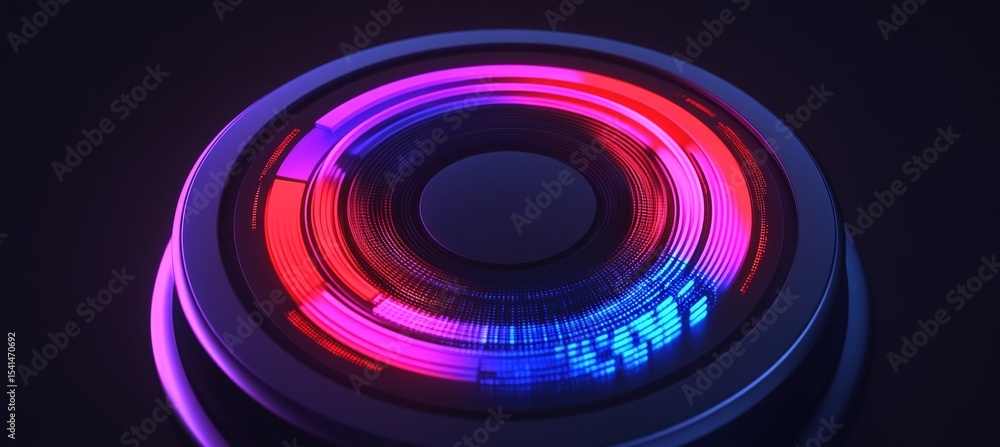Poster futuristic data gauge red and blue circles display fast internet speeds and connectivity