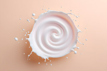 Top View of Milk Swirl Splash Isolated On White