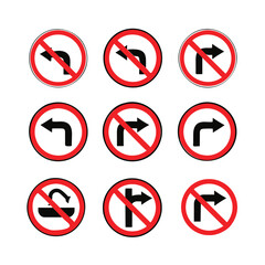 Set of traffic signs on a white background. Vector Illustration.