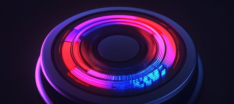 Futuristic Data Gauge Red and Blue Circles Display Fast Internet Speeds and Connectivity