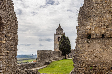 Fototapeta na wymiar The castle of the village of Montemor-o-Velho in Portugal is the main fortress of the Baixo Mondego in medieval times