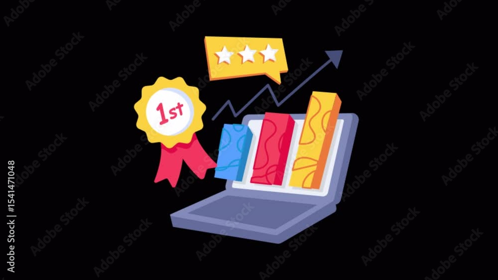 Poster winning graph 2d flat animations on transparent background