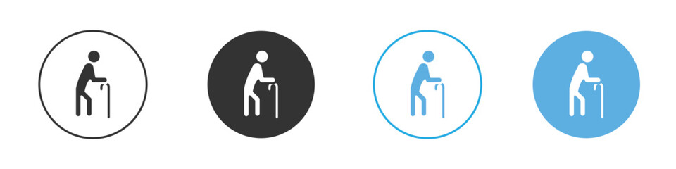 Person walking with cane icon Logo Template Design set
