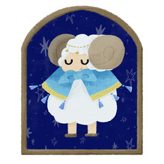 牡羊座　十二星座のかわいい手描きイラスト