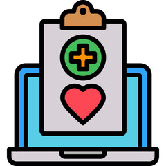 Fototapeta premium Digital Health lineal color icon