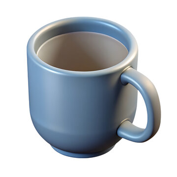 3d icon of  Light Blue Coffee Mug Beverage isolated on a transparent background