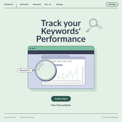 Naklejka premium Keyword Performance Dashboard Landing Page Green Teal