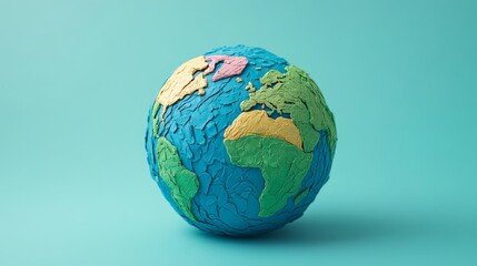 Planet Earth made from plasticine--handmade globe art as 3D icon for environment and learning.
