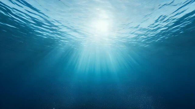 Sunlight penetrating deep ocean water