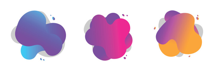 Abstract shapes design fluid background elements vector or colorful liquid creative geometric splashes figures isolated white backdrop modern trendy illustration 