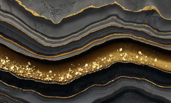 Elegant Grey Stone Abstract Animation with Gold Details