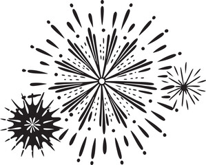 Obraz premium Black and white floral snowflake pattern with abstract stars