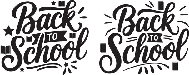 Back to School calligraphy Design, Hand Lettering Vector illustration. Isolated on white background.