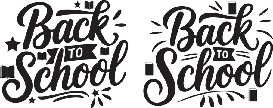 Back to School calligraphy Design, Hand Lettering Vector illustration. Isolated on white background.