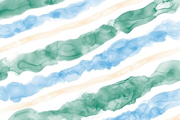 アルコールインクアートの抽象バナー。白背景に水色・緑のラフな斜めストライプ柄