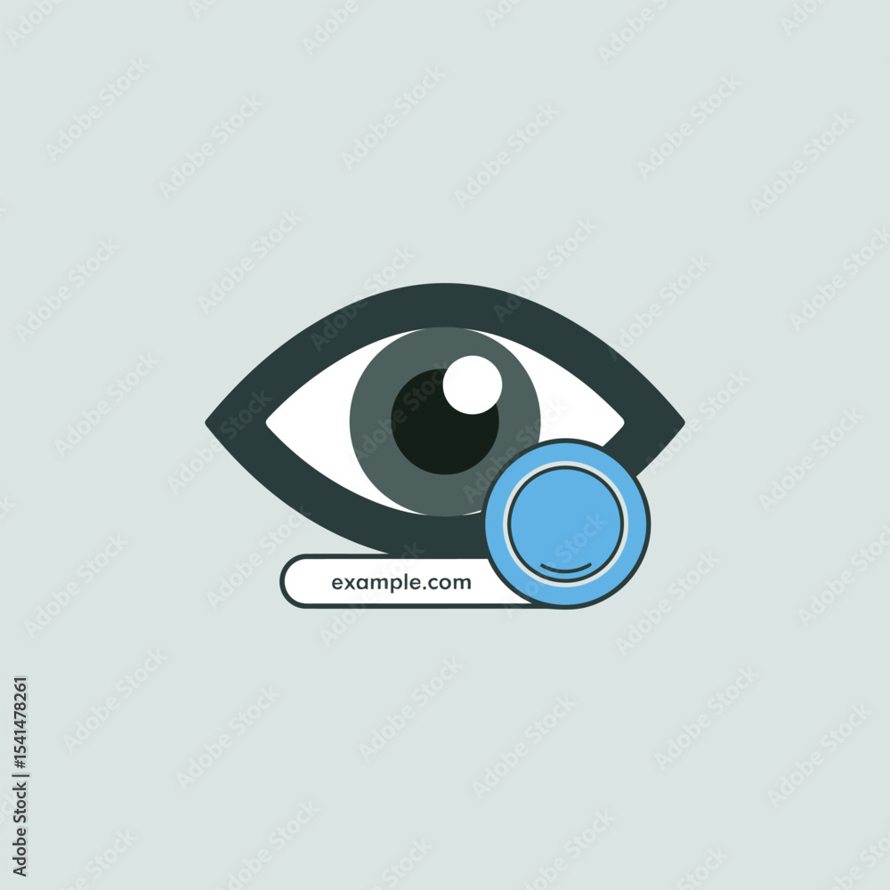 Poster stylized eye with blue circle and examplecom u r l
